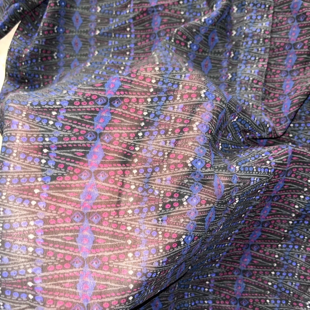 American eagle Poly Chiffon Peasant Blouse Tunic Blue Pink woman’s size small - Picture 3 of 5